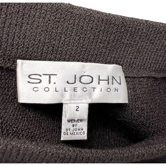 St. John Collection  Santana Knit Stretch Pencil Skirt Chocolate Brown $595 Sz 2 - Picture 3 of 8